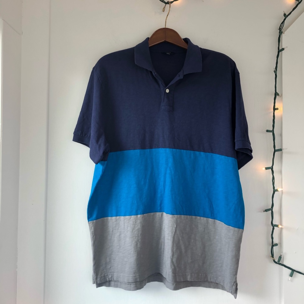 🏳️‍🌈NWOT- Blue & Grey Color-block Jersey Polo
